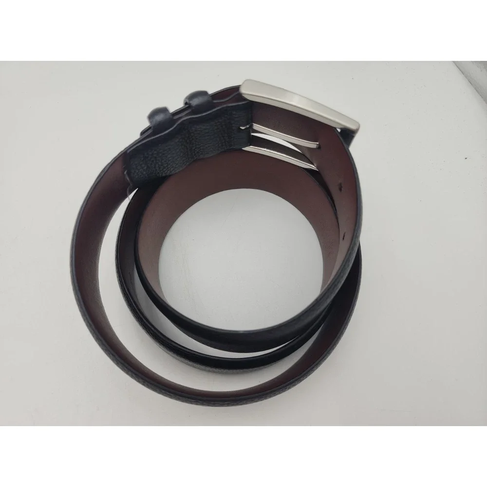 Daniel Cremieux Black Belt Silver Tone Buckle Double Loop Italian Leather Sz 40